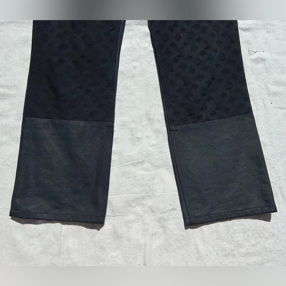 Louis Vuitton (Marc Jacobs Era) Monogram Logo Jeans w/ Leather Trim - FR/EU 38